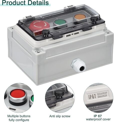 MECCANIXITY IP67 صندوق زر الضغط ABS الزر الأخضر زر الإشارة E زر التوقف مفتاح محدد لمعدات إطفاء الاتصالات الكهربائية الداخلية والخارجية in Saudi Arabia
