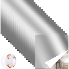 20 Pcs Frameless Acrylic Mirror Tiles for Wall, 6 x 9 Inches Self Adhesive Mirror Sheets Flexible Home Gym Mirror Stickers 2mm Thick Wall Mounted Mirror for Bathroom, Living Room, Door