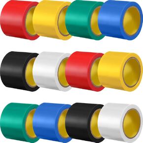 12 Pcs Colored Electrical Tape, 2 Inch x 30 Feet x 7 Mil, Rubber PVC Flame Retardant Waterproof Tape for Outdoor Use, Wires Insulation Protection in Saudi Arabia