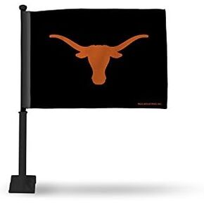 Rico Industries NCAA Texas Longhorns Exclusive Double Sided Double Sided Car Flag - 16" x 19" - Strong Pole that Hooks Onto Car/Truck/Automobile