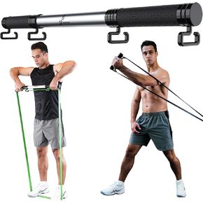 Resistance Band Bar, Sportneer Detachable Workout Exercise Bar Handles for All Kinds Resistance Bands - 3 in 1 Power Lifting Fitness Bar for Home Gym Full Body Workout