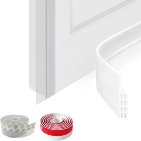 Daily Treasures 2Pack Mixed Silicone Door Draft Stopper,35" Weather Stripping Door Seal(White)& 236" Silicone Seal Strip(Transparent), Under Door Sweep,Door Strip Bottom Draft Stopper Window Seal