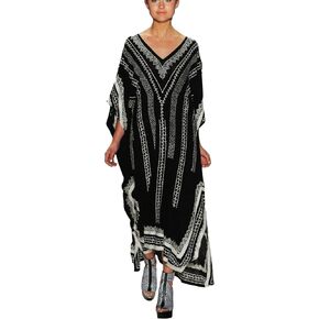 Venasha Womens Caftan Floral Print Kaftan Dress Short Sleeve Swimsuit Cover up Loungewear for Summer