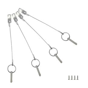 4PIECES of Marine Grade Hardware, Bimini Top Pin, Quick Release Pin 1/4" diameter w/Lanyard Prevents Loss, All 316 Stainless Steel with Free Screws