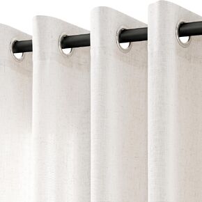 White Linen Curtains 84 inch Length for Living Room 2 Panels Light Filtering Privacy Sheer Drapes Modern Farmhouse Thick Cotton Textured Off White Grommet Gauze Window Curtains 84 Long Bedroom