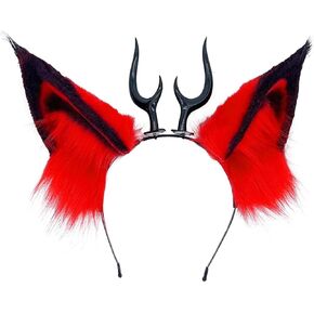 ATekatac Wolf Ears Handmade Animal Ears Halloween Headband Cat ears Rollable Ear