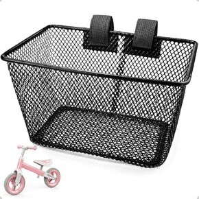 Kids Bike Basket, Bicycle Basket for Boy and Girl, Waterproof Metal Wire Children's Bicycle Front Basket, Suitable for Most Children's Bicycles and Kids Tricycles