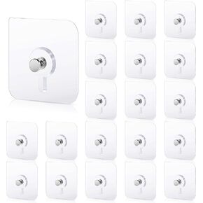 20 Pcs Self Adhesive Wall Hooks No Drill Hooks for Hanging, No-Trace Sticker Frame Hangers without Nails for Mount Wall Shelf, Heavy Duty Adhesive Wall Hooks for Kitchen, Bathroom