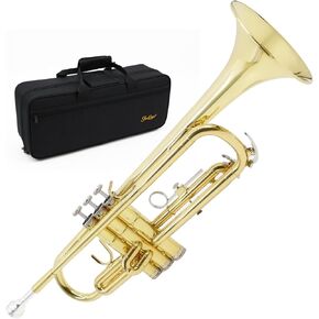 Bb Trumpet .460" Bore - High-Precision Nickel-Plated Valves, Ideal for Students and Experienced Musicians, Complete with Hard Case & Accessories