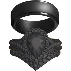 ringheart Black Silicone Ring for Couples - Sports Silicone Ring for Men and Women - Couple Rings - Matching Rings