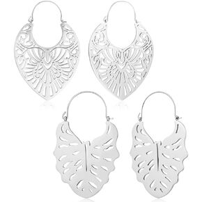 Casvort 6 PCS/2 PCS Hypoallergenic 316 Stainless Steel Ear Hangers for Ear Tunnels Light weight Dangle Earrings Gauges Body Piercing Jewelry