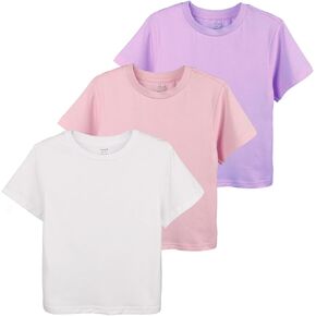 Little Bitty Girl's 3 Pack T Shirt Sets Girls Summer Tops Graphic Tee Crew Neck Tshirts for Toddler Girls Casual Size 2-7T