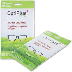 OptiPlus Anti-Fog Extra Large 5" x 8" Lens Wipes for Eyeglasses, Goggles and Shields | 24ct Travel Pack