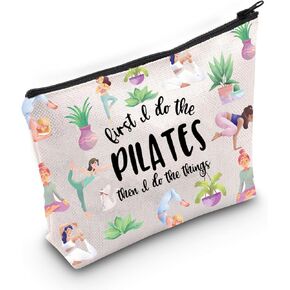 WZMPA Pilates Cosmetic Makeup Bag Pilates Yoga Gift First I Do The Pilates Then I Do The Things Zipper Pouch Bag For Pilates Lover (first I do the pilates)