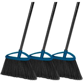 3 Pack Heavy Duty Broom Outdoor with 60" Long Handle Stiff Bristle Kitchen Broom for Sweeping Indoor Angle Broom for Shop Restaurant Garage Patio