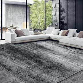 HOMBYS 9x12 Modern Area Rug for Living Room Bedroom, Large Boho Floor Carpet with Non-Slip Backing for Indoor Office Dining Room, Abstract Home Deco Non-Shedding, Khaki, Machine Washable in Kuwait