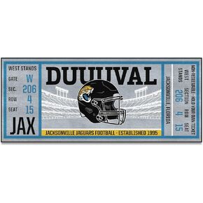 FANMATS 23124 NFL - Jacksonville Jaguars Ticket Design Runner Rug - 30in. x 72in. | Sports Fan Area Rug, Home Decor Rug and Tailgating Mat