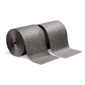 New Pig Absorbent Mat Roll, 20-Gal Absorbency Per Roll, Lightweight, 300' L x 15" W, Absorbs Oils & Water, Gray (2 Rolls), MAT246