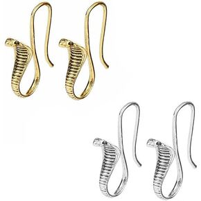 2 Pair Ancient Gold + Ancient Silver Retro Egyptian Cobra Earrings Snake Drop Dangle Ear Stud Women Punk Jewelry