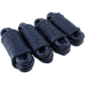 Amarine Made Double Braided Nylon Dock Lines 4840 lbs Breaking Strength (L:35 ft. D:1/2 inch Eyelet: 12 inch) 4 Pack of Marine Mooring Rope Boat Dock Lines Working Load Limit:968 lbs