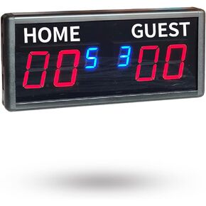 Indoor Score Keeper, Electronic Ping Pong Scoreboard with Wireless Remote Control, 6 Digits Score Unit with Round Scores 0-99 in Red and Match Scores 0-9 in Blue, Tabletop & Wall Mount