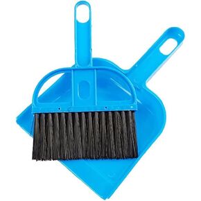 Small Broom and Dustpan Set Portable Plastic Brush Set Broom with Handle, Nesting Tiny Cleaning Broom, Mini Hand Broom and Dustpan Set for Table, Desk, Keyboard, Cars and Pet Nest(Blue) in Saudi Arabia