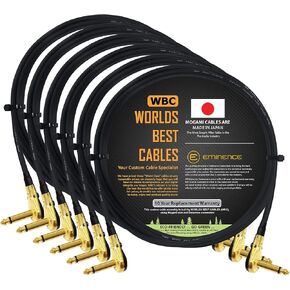 WORLDS BEST CABLES 6 Units - 3 Foot - Pedal, Effects, Patch, instrument cable CUSTOM MADE made using Mogami 2319 wire and Eminence Gold Plated ¼ inch (6.35mm) R/A Pancake type Connectors in Saudi Arabia