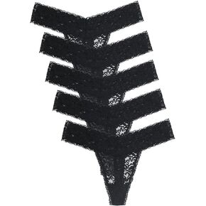 Pack Of 10 Black Lace Women Thong Underwear Low Waist Sexy Cheeky Lingerie See-Through Panties Trim Plus Size in Kuwait