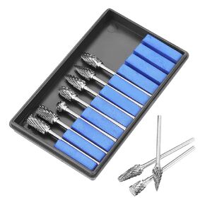Metal Rotary Bit, Rotating Burr, 10pcs Tungsten Carbide Steel Rotary Boring Engraving Tool Set for Engraving Deburring, Burs