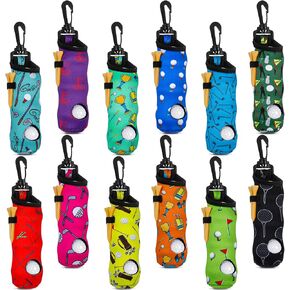 WILLBOND 12 Pcs Golf Ball Tee Holder Neoprene Golf Ball Pouch Golf Ball Carry Bag Multicolor Portable Golf Accessories for Man Woman