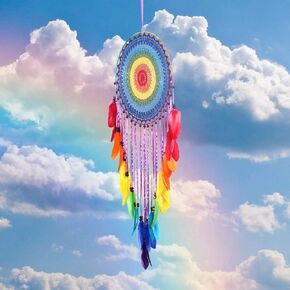 Tvoip Dream Catcher Handmade Feather Dreamcatchers for Wall Hanging,Dream Catchers for Bedroom Home Decoration Ornament Decor Ornament Craft Gift Dia 15.75inch/40cm (Black)