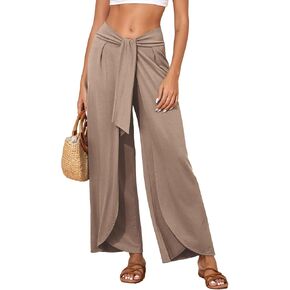 Herseas Womens Beach Pants Split Wide Leg Beach Cover Up Pants Palazzo Flowy Casual Lounge Pants