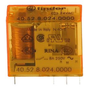 4052-8024 | 40.52.8.024.0000 | FINDER General Purpose PCB Relay, 40 Series, Power, DPDT, 24 VAC, 8 A