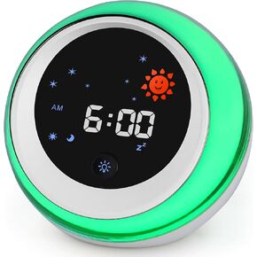 Kids Alarm Clock, Ok to Wake Clock with Sun & Star, Sound Machine, Night Lights, Nap Timer, Sleep Training Clock for Toddlers, Child