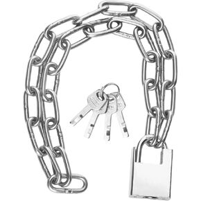 1 set bicycle chain lock, 1 meter bicycle lock, security chain, motorcycle lock, stainless steel chain with anti-cut padlock and garage key, door, fence, scooter lock, anti-theft protection