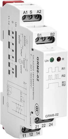GRM8-02 Latching Relay 12V Timer Relay Electronic Impulse Relay SPDT 16A DIN Rail Mount AC/DC12V~240V in Saudi Arabia