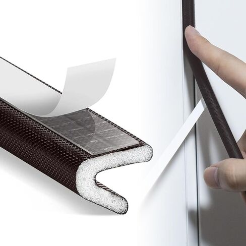Weather Stripping Door Seal Strip - Strong Adhesive 40Ft Door Weather Stripping, V Shaped PU Foam Soundproof & Weatherproof, Insulation for Windows and Doors Light-Shielding in Saudi Arabia