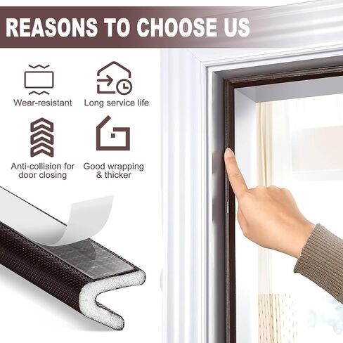 Weather Stripping Door Seal Strip - Strong Adhesive 40Ft Door Weather Stripping, V Shaped PU Foam Soundproof & Weatherproof, Insulation for Windows and Doors Light-Shielding in Saudi Arabia