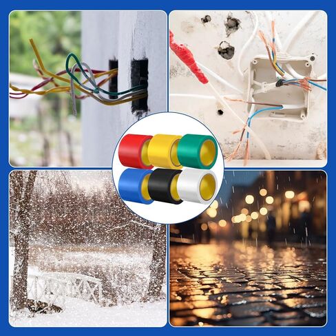 12 قطعة من الشريط الكهربائي الملون، 2 بوصة × 30 قدم × 7 مل، شريط مطاطي PVC مقاوم للهب مقاوم للماء للاستخدام في الهواء الطلق، حماية عزل الأسلاك in Saudi Arabia
