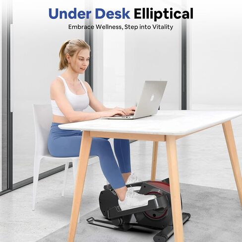 ETUST Under Desk Elliptical Portable Bike Pedal Exerciser Seated Elliptical Mini Compact Elliptical Machine for Seniors & Adults with 8 Adjustable Resistance, LCD Monitor Leg Exerciser for Home in Saudi Arabia