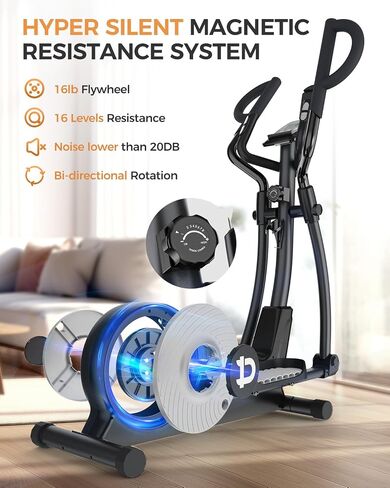 pooboo Elliptical Machine, Elliptical Machines for Home Use with Hyper-Quiet Magnetic Driving System, 16-Level Adjustable Resistance, with LCD Monitor & Rotatable Tablet Stand, 400LBS Weight Capacity in Saudi Arabia