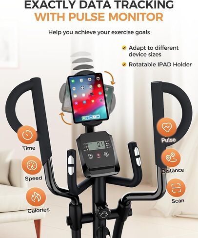pooboo Elliptical Machine, Elliptical Machines for Home Use with Hyper-Quiet Magnetic Driving System, 16-Level Adjustable Resistance, with LCD Monitor & Rotatable Tablet Stand, 400LBS Weight Capacity in Saudi Arabia