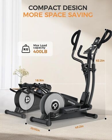 pooboo Elliptical Machine, Elliptical Machines for Home Use with Hyper-Quiet Magnetic Driving System, 16-Level Adjustable Resistance, with LCD Monitor & Rotatable Tablet Stand, 400LBS Weight Capacity in Saudi Arabia