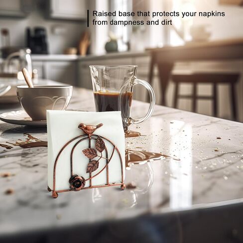 Metal Vintage Red Bronze Painting Bird & Rose Napkin Holder/Tabletop Freestanding Tissue Dispenser in Saudi Arabia