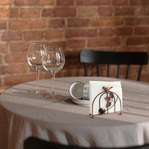 Metal Vintage Red Bronze Painting Bird & Rose Napkin Holder/Tabletop Freestanding Tissue Dispenser in Saudi Arabia