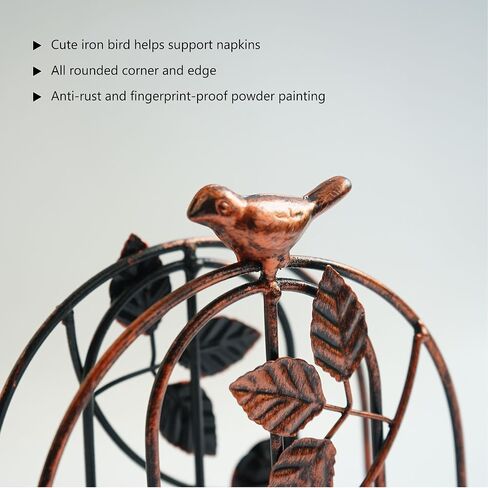 Metal Vintage Red Bronze Painting Bird & Rose Napkin Holder/Tabletop Freestanding Tissue Dispenser in Saudi Arabia