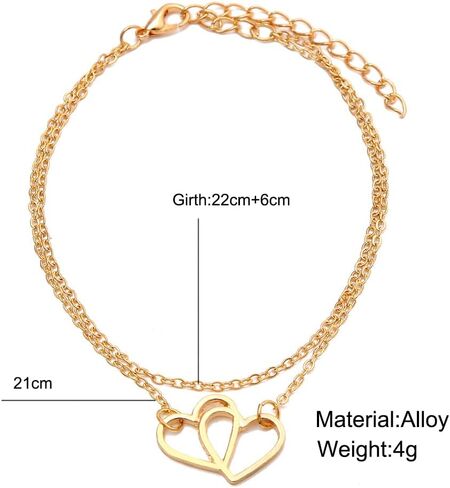 سوار الكاحل Goodsaleok للنساء، خلخال بوهو مقاوم للماء ومقاوم للاهتراء، زخارف للكاحل لرحلات الشاطئ، مجوهرات هدايا تمثل الحب in Kuwait