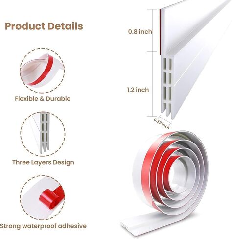 Door Draft Stopper Under Door Sweep - Ohuhu 2 Pack 37" L x 1-4/5"W Door Draft Blocker Weather Stripping for Exterior Interior Doors Door Seal Gap Filler Bottom Dust Noise Insulation Draft Guard-White in Saudi Arabia