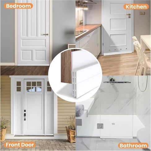 Door Draft Stopper Under Door Sweep - Ohuhu 2 Pack 37" L x 1-4/5"W Door Draft Blocker Weather Stripping for Exterior Interior Doors Door Seal Gap Filler Bottom Dust Noise Insulation Draft Guard-White in Saudi Arabia