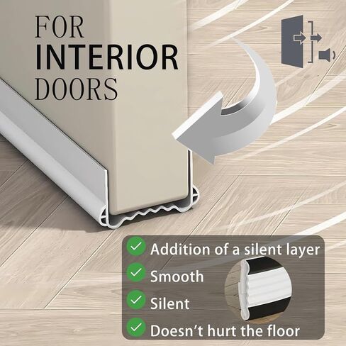 Door Draft Stopper for Bottom of Door Cuttable Weather Stripping Door Seal Under Door Seal 39" Length for Exterior & Interior Doors Garage Window Blocker Noise Dust Insulation Draft Guard (White) in Kuwait